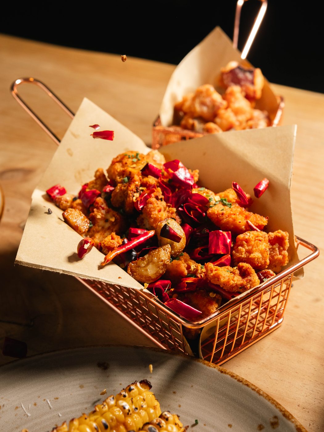 Menu photography of a fried seafood dish for Joo Chiat Oyster House